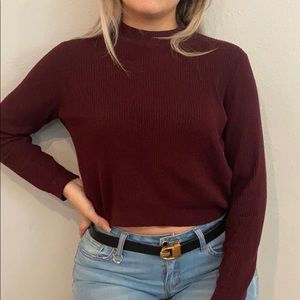 maroon ribber turtle neck sweater
